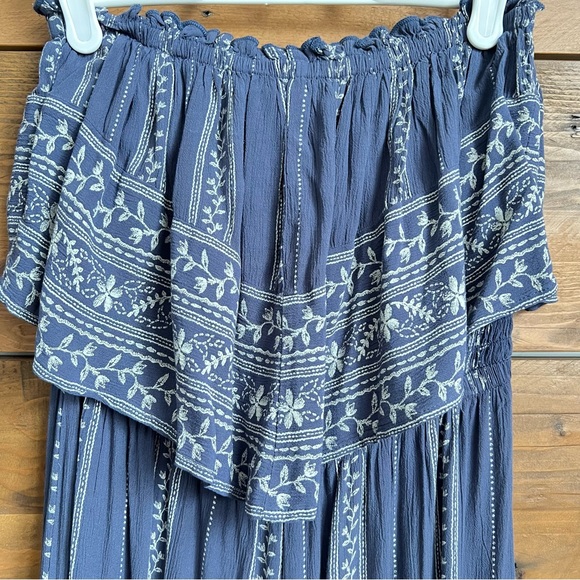 American Eagle Blue Strapless Wide Leg Jumpsuit - Picture 3 of 5